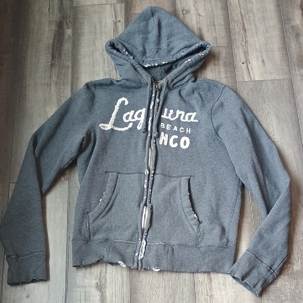 Hollister Gray Fleece Jacket Zip Hoodie